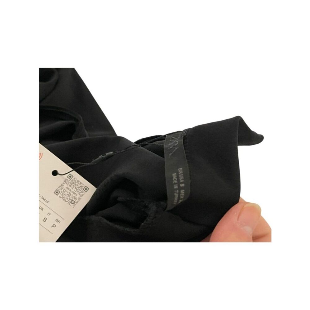 Zara Womens Long Contrast Tulle Dress S Black High Neck Sleeveless 5584/807 NWT - Picture 5 of 14